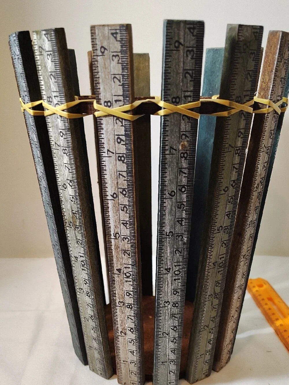 Wood Ruler Accent Vase - Multicolor Wood & Metal